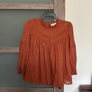 Universal Thread | Boho Peasant Blouse-Rust Orange- Size M